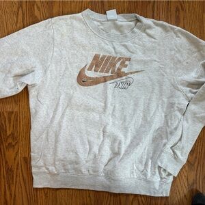 Nike Light Gray Crewneck Sweatshirt with Metallic Copper Logo